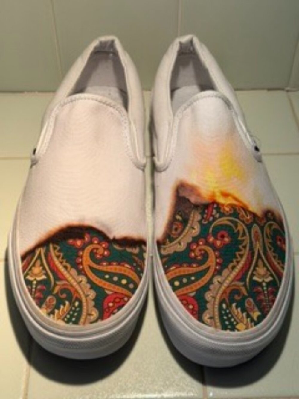 Vans White Paisley Slip on Sneaker